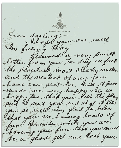 Moe Howard Autograph Letter Signed ''Daddy Dear'' to His Daughter -- From the 1930s on Montreal Hotel Stationery -- 3pp. Letter on Bifolium Measures 5.25'' x 6.5'' -- Near Fine